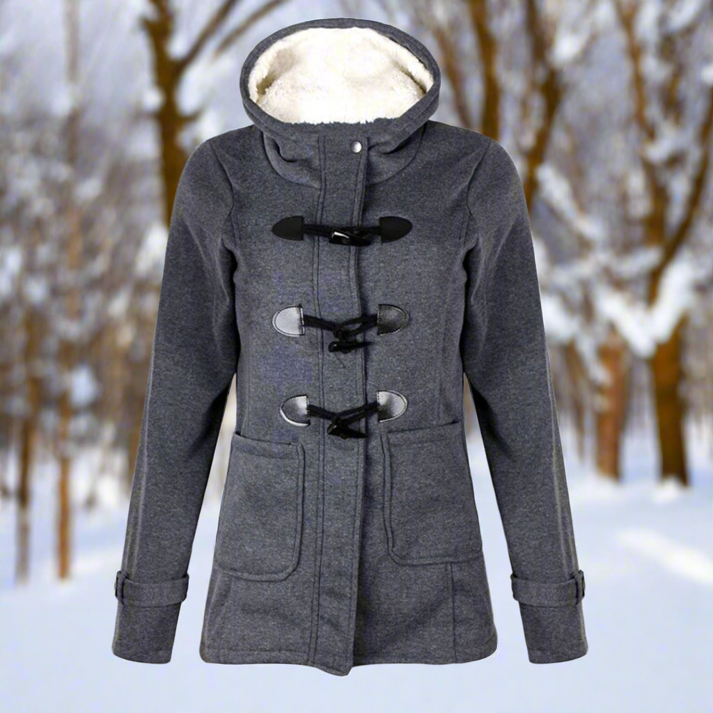 Lune London | Wool Toggle Duffle Coat Hooded Fuzzy Padded Duffle Coat