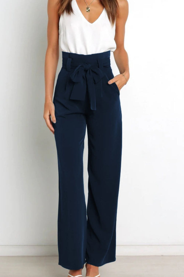 Lune London | High Waist Paperbag Pants with Bow Detail