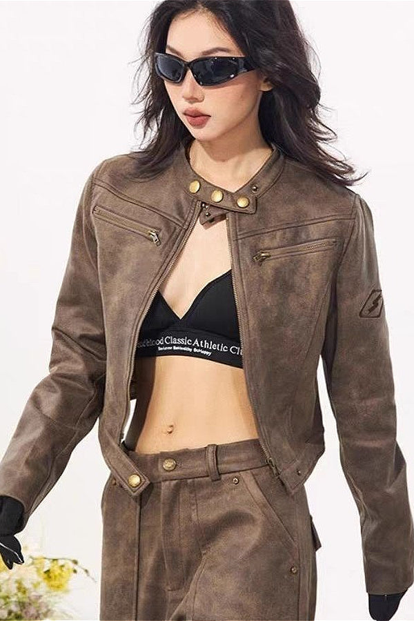 Lune London | Stand Collar Suede Jacket