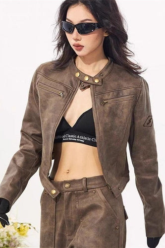 Lune London | Stand Collar Suede Jacket