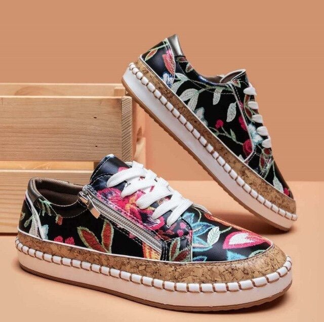 Lune London | Floral Orthopedic Zipper Sneakers