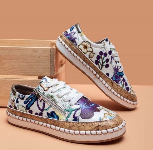 Lune London | Floral Orthopedic Zipper Sneakers