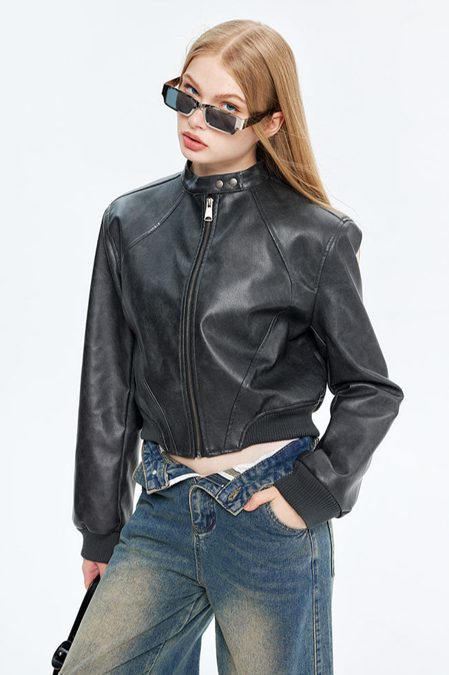 Lune London | Leather Zip-Up Bomber Jacket