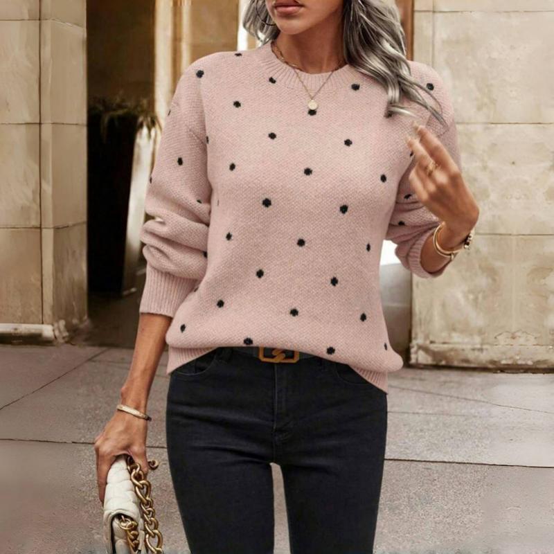 Lune London | Pullover - Women's Autumn Polka Dot Knit Sweater