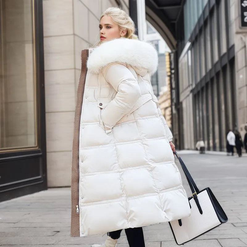 Lune London | Women's Long Winter Jacket with Fur Hood and Belt