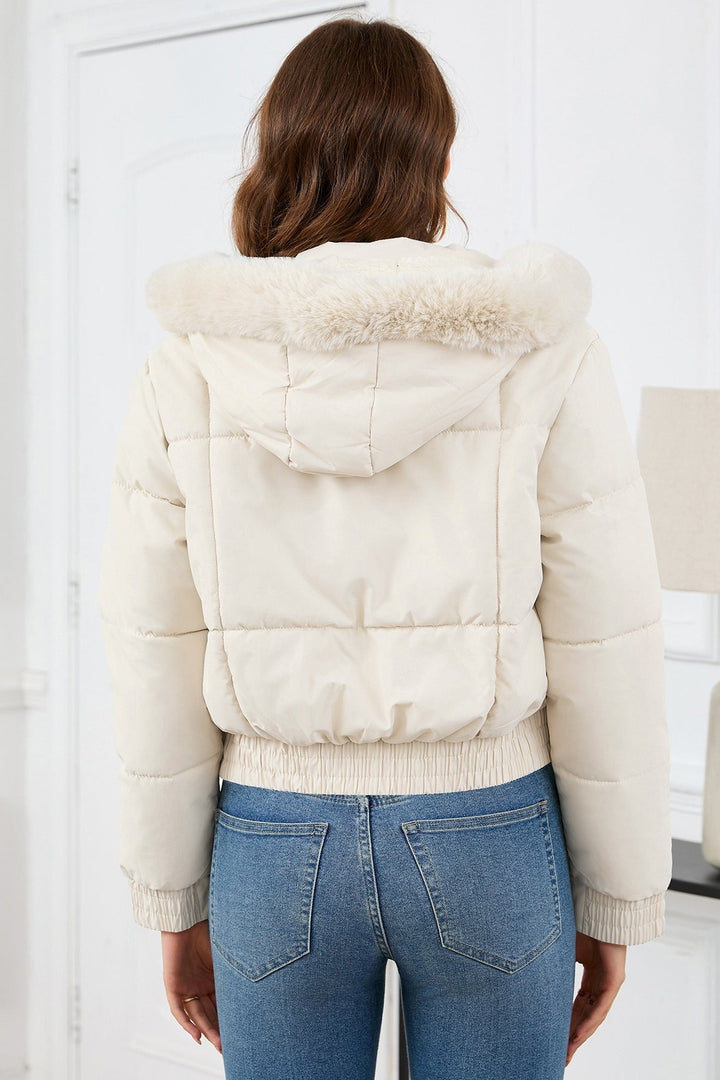 Lune London | High Waist Faux Fur Hooded Puffer Jacket