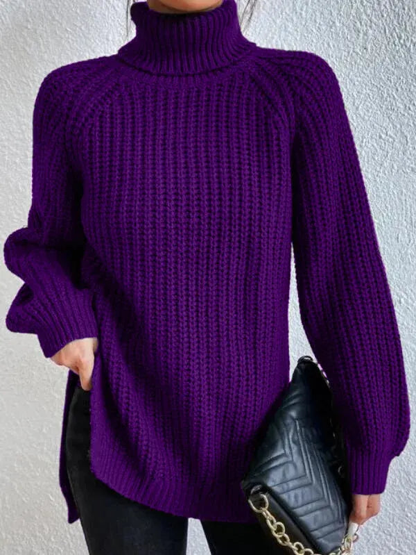 Lune London | turtleneck sweater with raglan sleeves and split hem