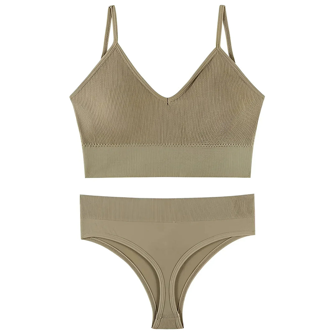 Lune London | Women's Seamless Lingerie Set with V-Neck Top and High Waist Slip