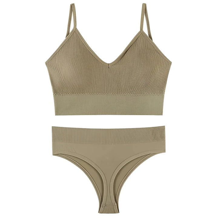 Lune London | Women's Seamless Lingerie Set with V-Neck Top and High Waist Slip