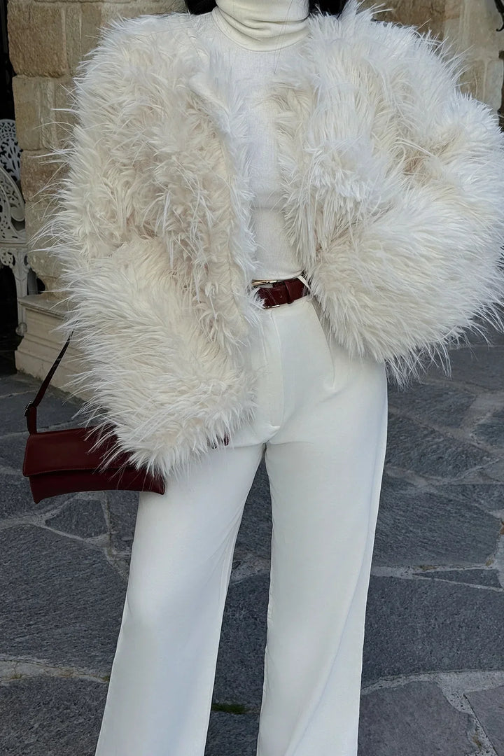 Lune London | Elegant White Faux Fur Coat for Women
