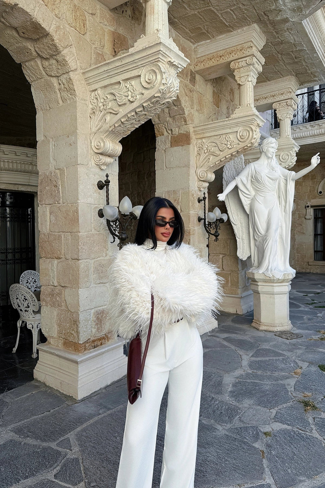 Lune London | Elegant White Faux Fur Coat for Women