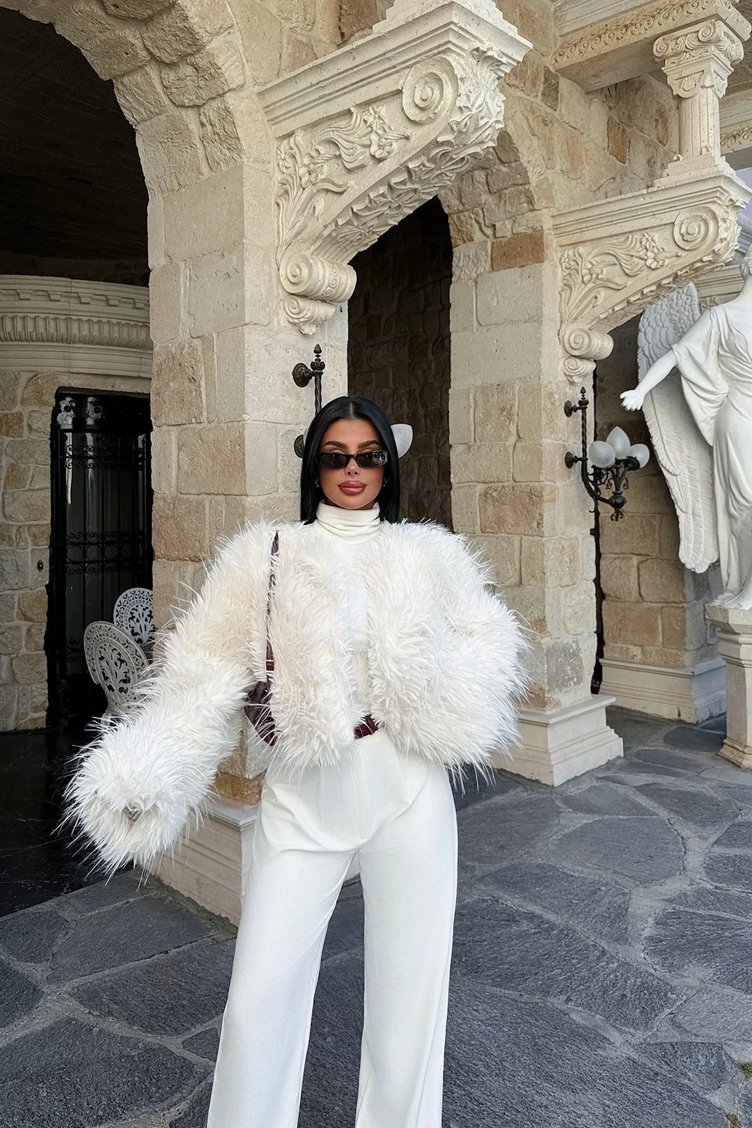 Lune London | Elegant White Faux Fur Coat for Women