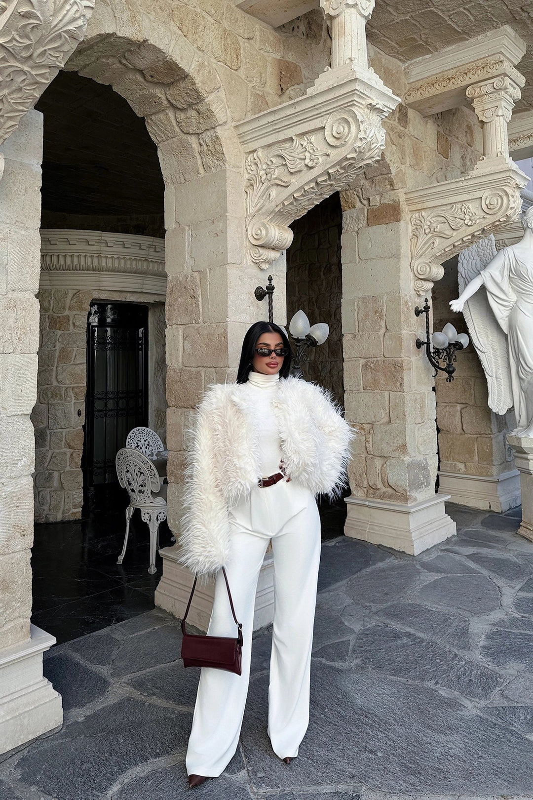 Lune London | Elegant White Faux Fur Coat for Women