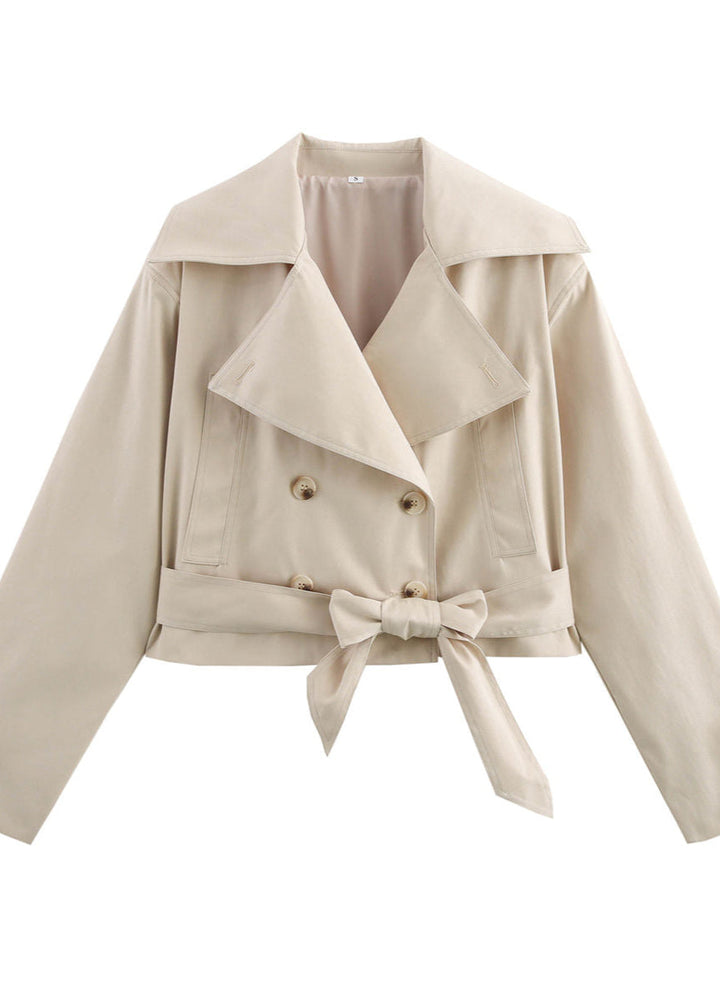 Lune London | Cropped Belt Trench Coat with Oversized Lapels