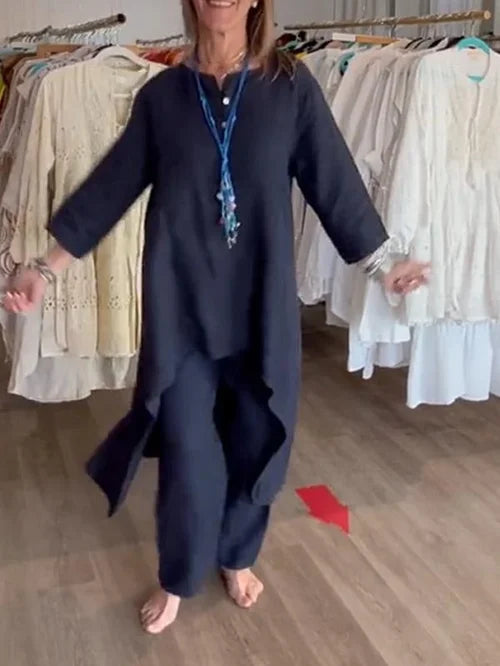 Lune London | Solid Color Leisure Suit Made of Linen for Women