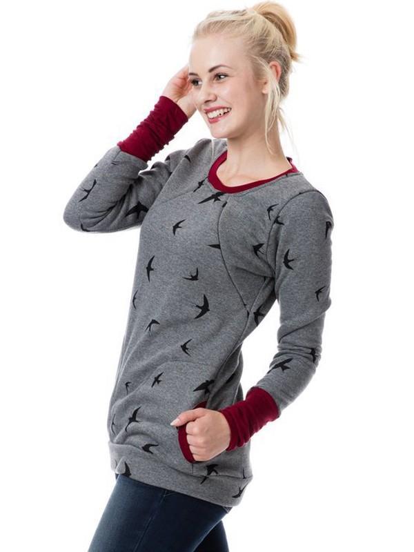 Lune London | Maternity Chaps Nurse Sweatshirts Flower Print Pockets Zipper Nursing Clothing