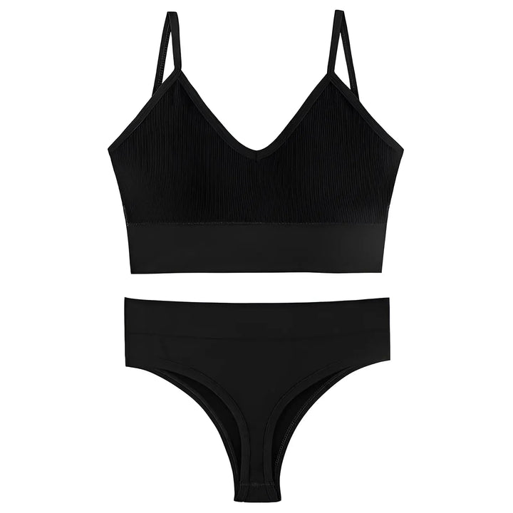 Lune London | Women's Seamless Lingerie Set with V-Neck Top and High Waist Slip