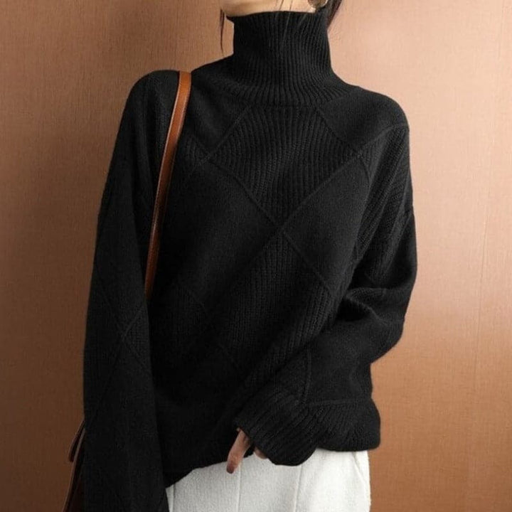 Lune London | Turtleneck Sweater - Knitted with Diamond Pattern - soft and comfortable