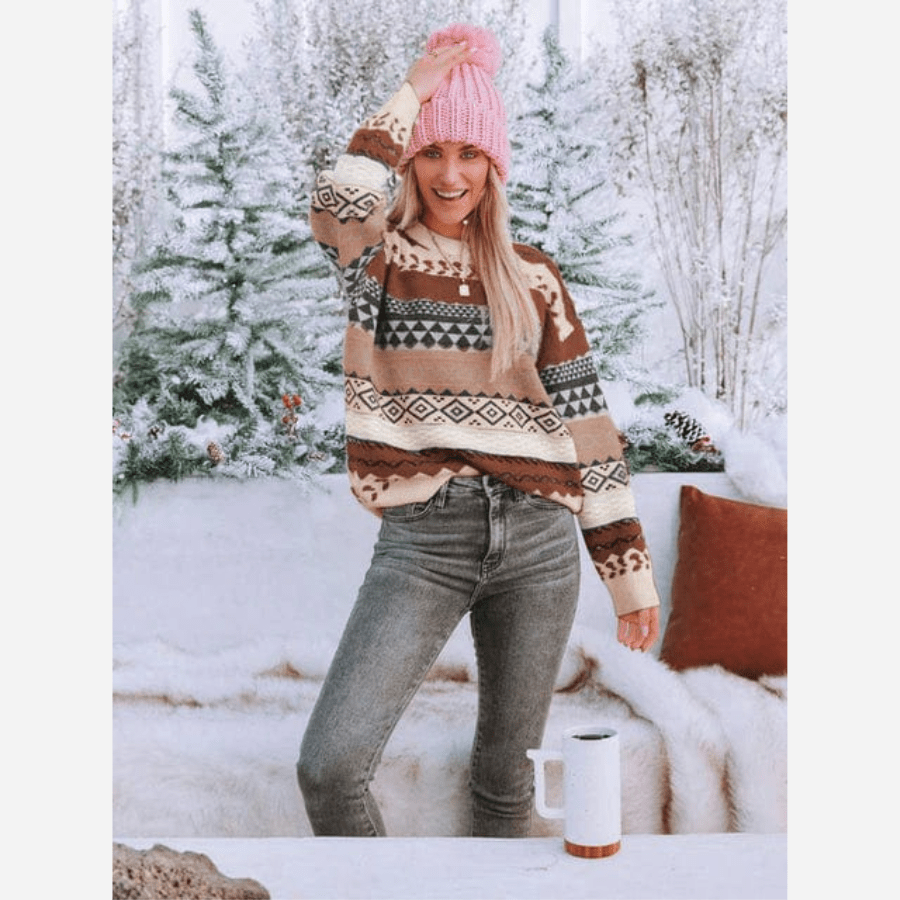 Lune London | Boheme Patterned Knit Sweater Soft Knit Quality Winter Comfort