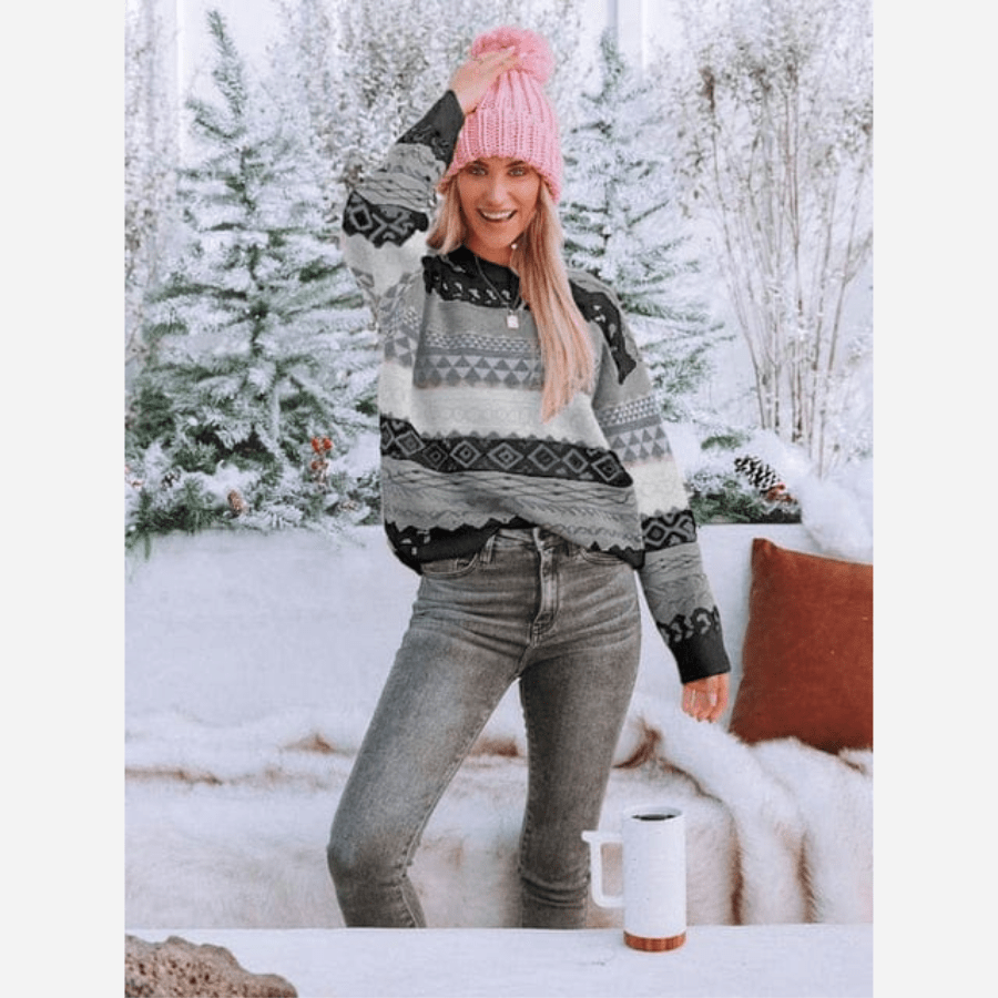 Lune London | Boheme Patterned Knit Sweater Soft Knit Quality Winter Comfort