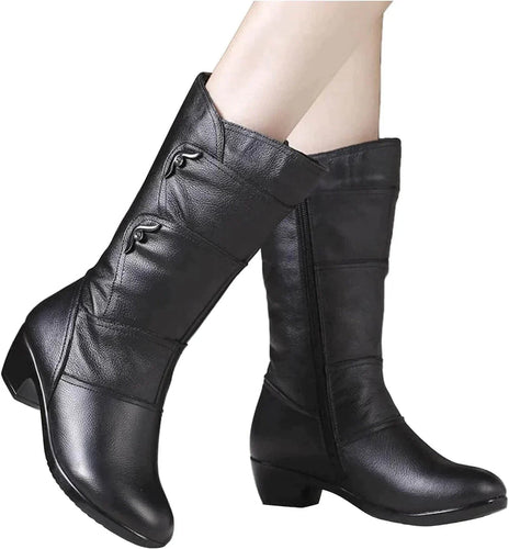 Lune London | Ankle-high boots - Fitting silhouette - Leather-like texture - Side zipper - Low heel