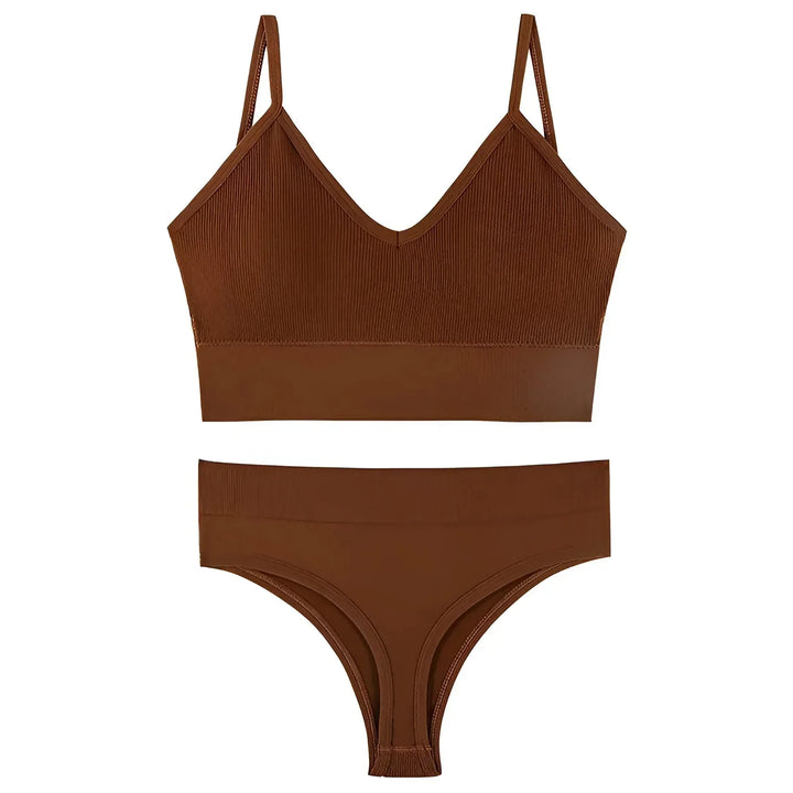 Lune London | Women's Seamless Lingerie Set with V-Neck Top and High Waist Slip