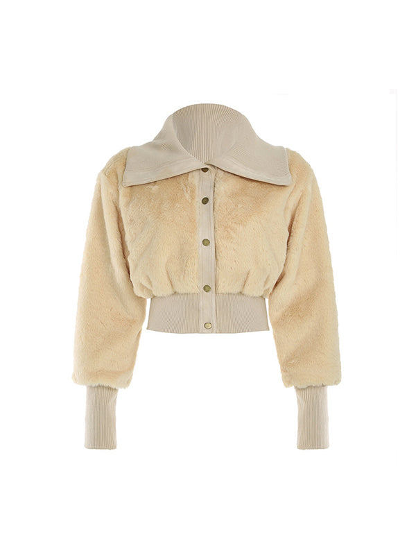 Lune London | Solid Color Collar Plush Tailored Jacket