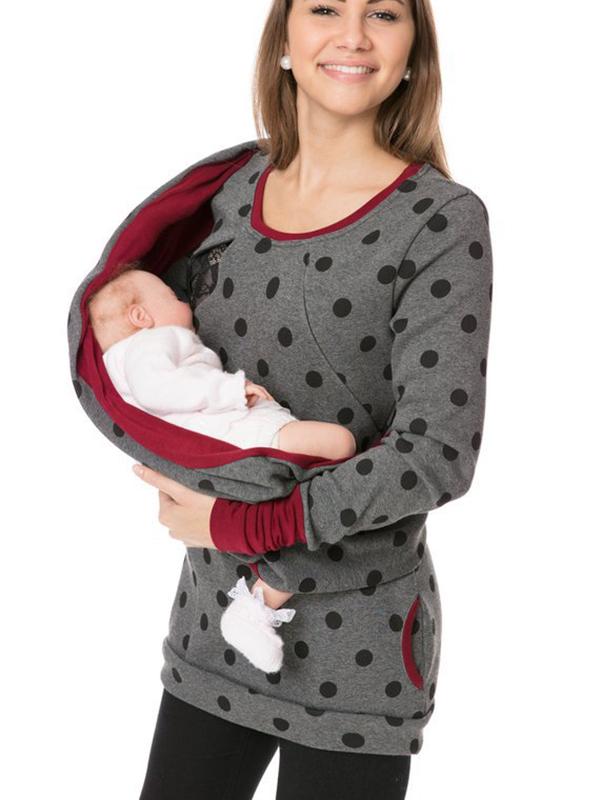 Lune London | Maternity Chaps Nurse Sweatshirts Flower Print Pockets Zipper Nursing Clothing