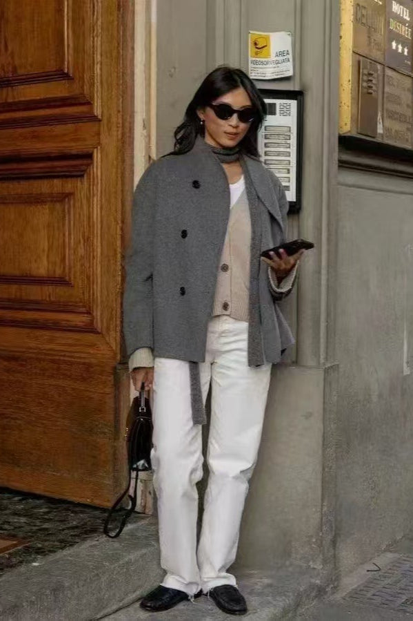 Lune London | Wool Stand Collar Long Jacket