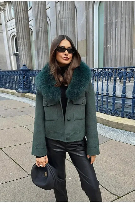 Lune London | Removable Fur Collar Wool Jacket