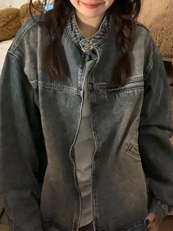 Lune London | Blue worn zip jacket
