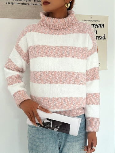 Lune London | Knit Sweater with Turtleneck Acrylic Blend Striped Pattern