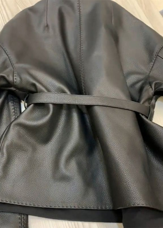 Lune London | Belted Faux Leather Jacket – Minimalist Wrap Design