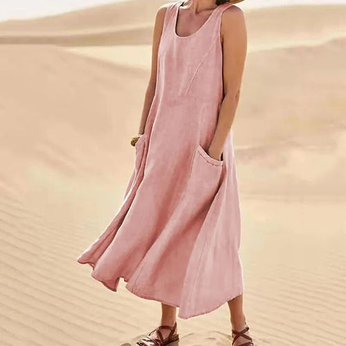 Lune London | Sleeveless linen dress with pockets for women