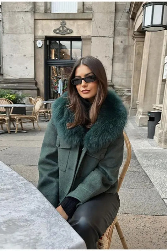 Lune London | Removable Fur Collar Wool Jacket