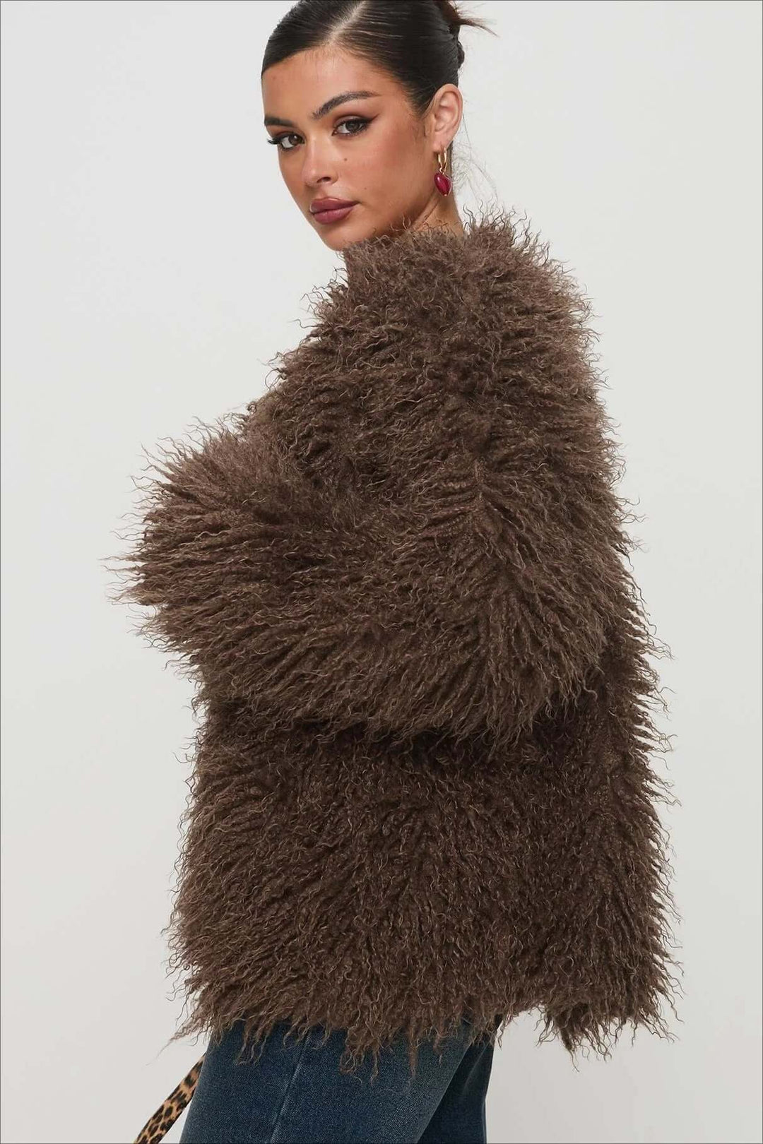 Lune London | Fluffy Brown Faux Fur Oversized Jacket