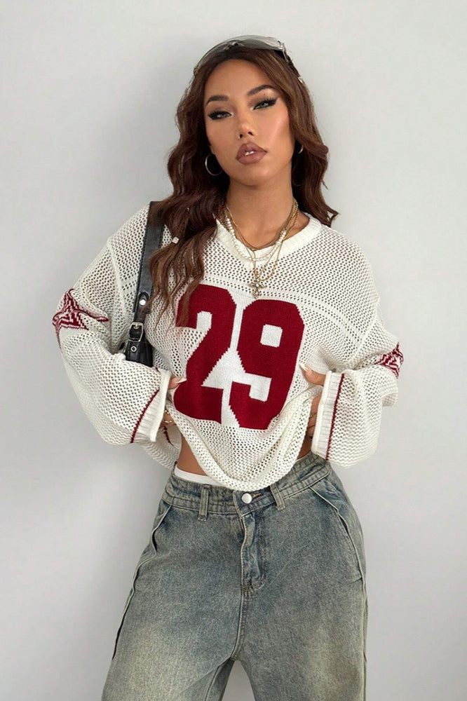Lune London | Cozy V neck knit sweater with digital print