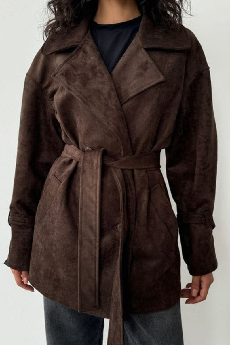 Lune London | Suede Lapel Waistband Jacket Coat