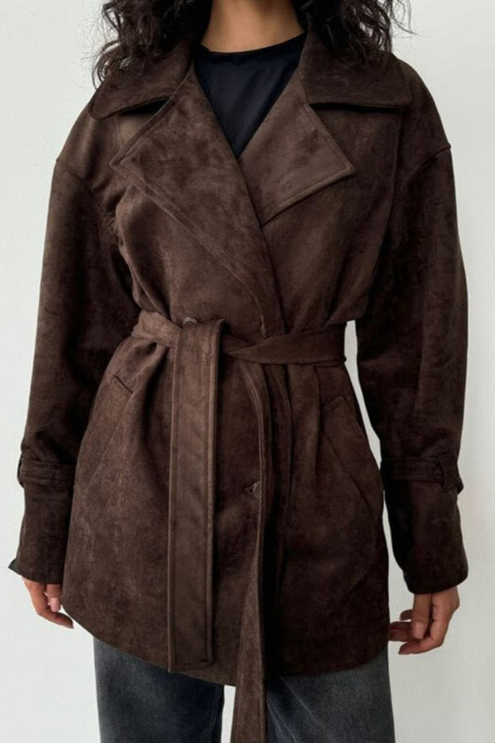 Lune London | Suede Lapel Waistband Jacket Coat