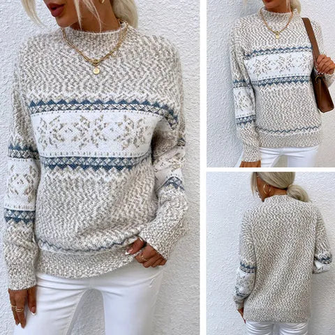 Lune London | Knit Sweater - Nordic Pattern - Soft Wool Blend - Round Neck - Long Sleeve