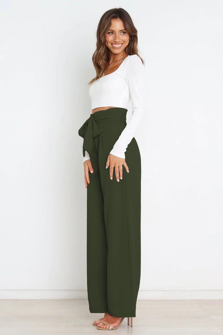 Lune London | High Waist Paperbag Pants with Bow Detail