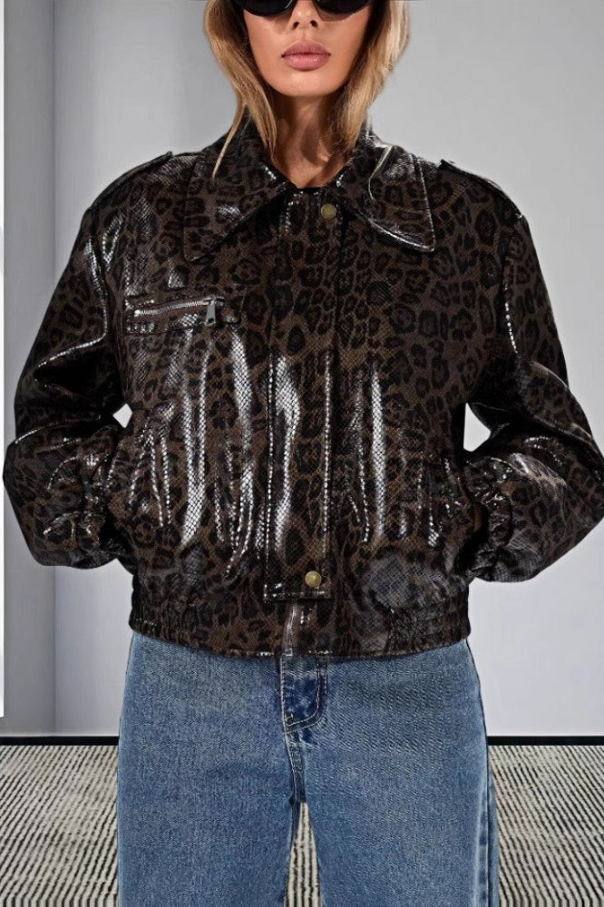 Lune London | Leopard Trim PU Jacket