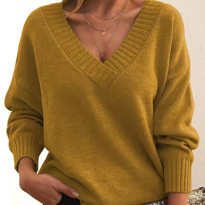 Chic und Stil | Casual V neck sweater for women