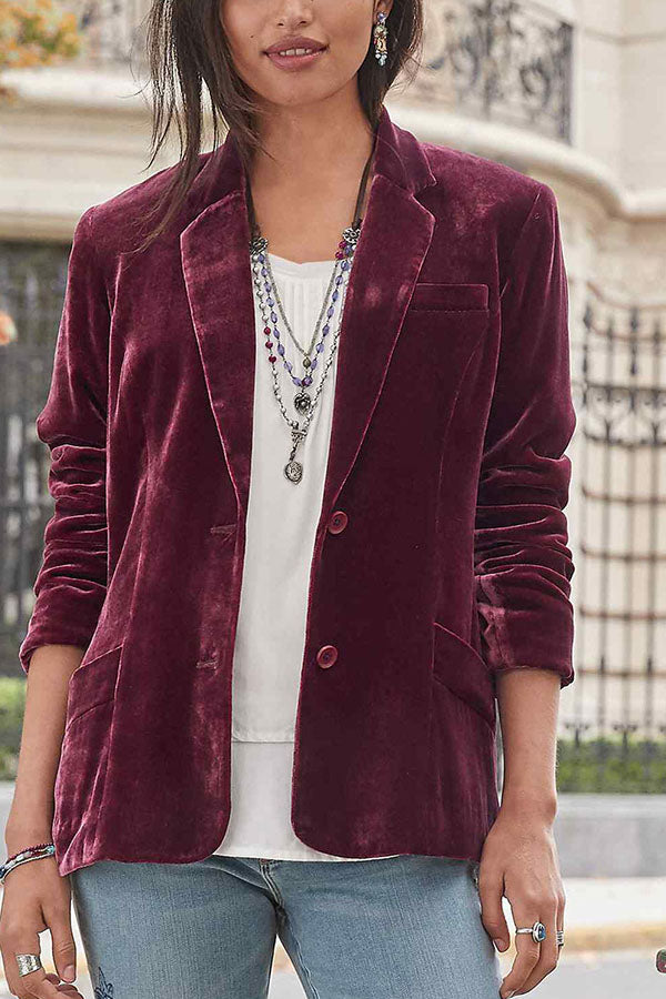 Lune London | Velvet solid color trendy casual blazer