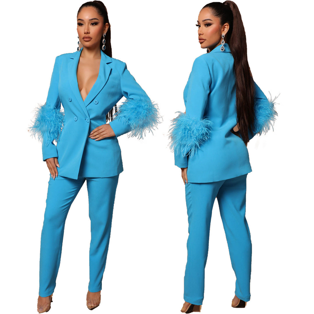 Lune London | Two-piece ostrich fur lapel for women