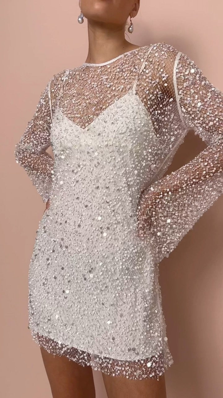 Lune London | Pearl See-Through Mesh Two-Piece Set Sling Dress