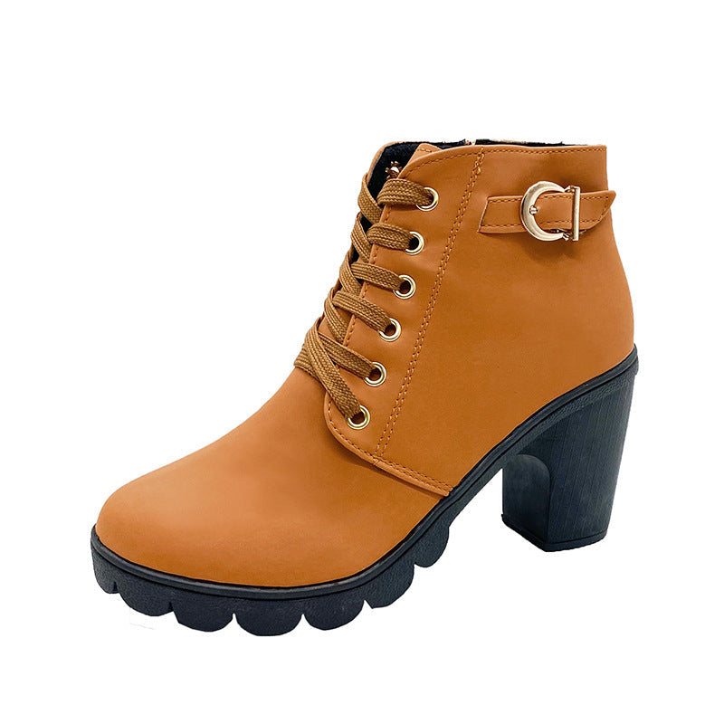 Lune London | Bottines à talon bloc - Doublées chaud - Semelle antidérapante - Détails dorés