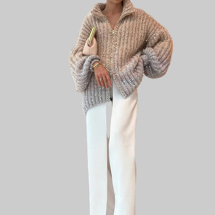 Lune London | Jersey vest with sequins - Shiny elegance & Lightweight fabric - Solid cardigan for daily life & special occasions
