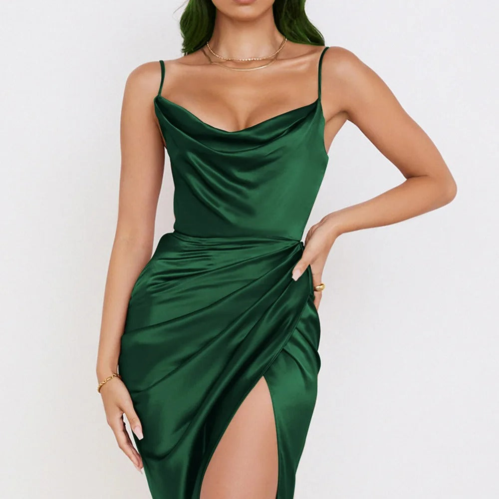 Lune London | Dress Made Of Satin with Ruffles and Narrow Straps