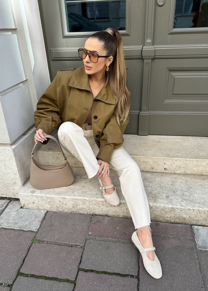 Lune London | Button jacket with shoulder tabs – Khaki